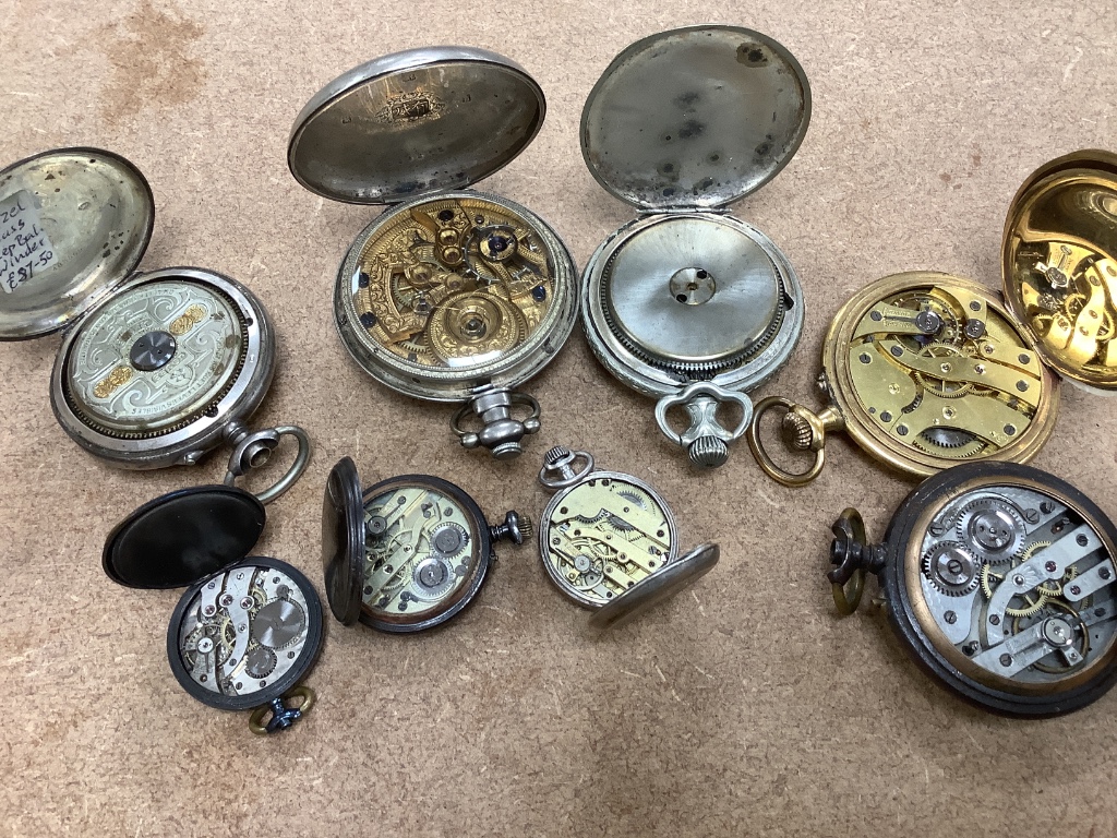 A large quantity of assorted pocket watches, pocket watch movements, parts and accessories.